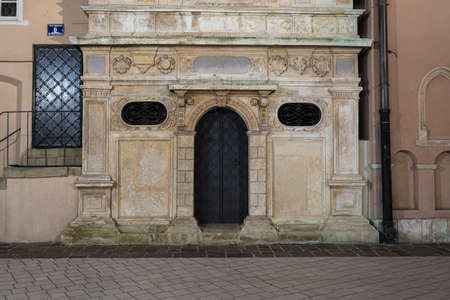 Side entrance of ghotic Church of St. Barbara In Cracowのeditorial素材