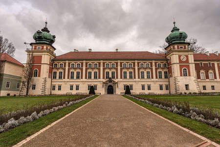 Frontside of Lancut Castle Museum in Poland, January 2021のeditorial素材