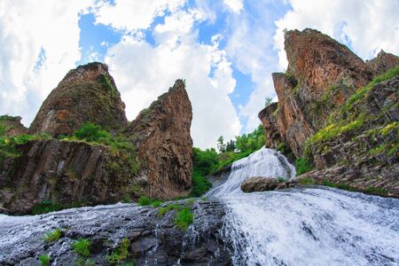 Panorama of Jermuk waterfall on Arpa river in Armenia.の写真素材