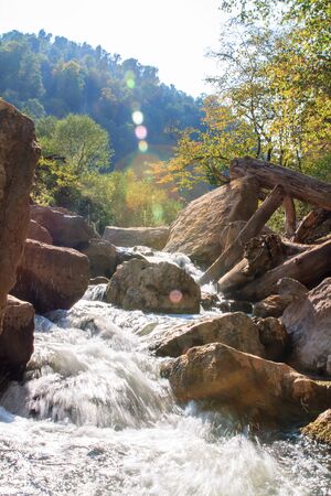Waterfall from stone damの写真素材