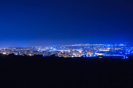 Night city Armenia with blurred lightsの写真素材