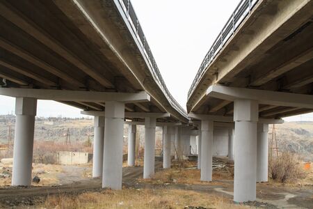 Highway overpass intersection bottom view