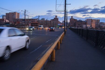 Blurred busy road with carsの写真素材