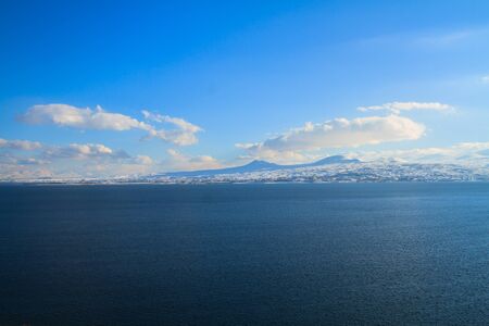 Beautiful lake surrounded by mountains. の写真素材