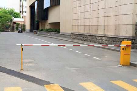 manual control security barrier of car parking entranceの写真素材