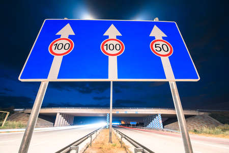 100, 100, 50 kmh speed limit street signs.の写真素材