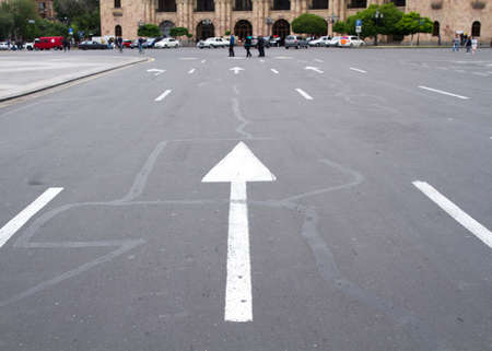 Street arrow close up, road sign.の写真素材