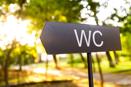 WC sign in the garden. 