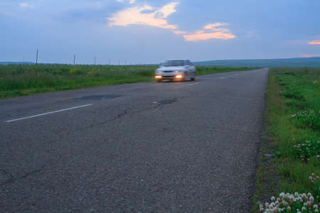 Car driving on high way roadの写真素材