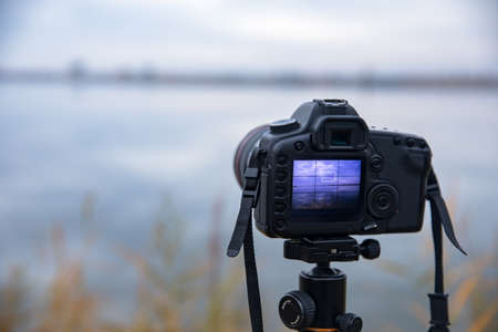 Camera in beach in natureの写真素材
