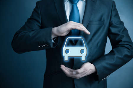 man hand car model in screenの写真素材