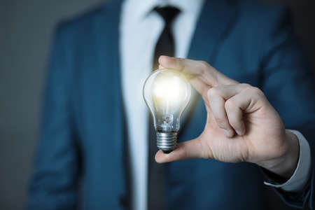 man hand idea or light bulb