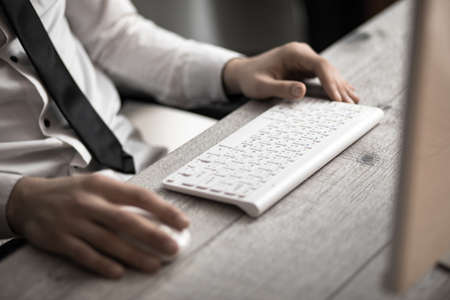 business man hand computer keyboardの写真素材