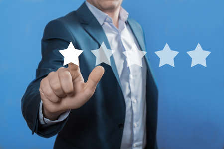 man touching in star in screen