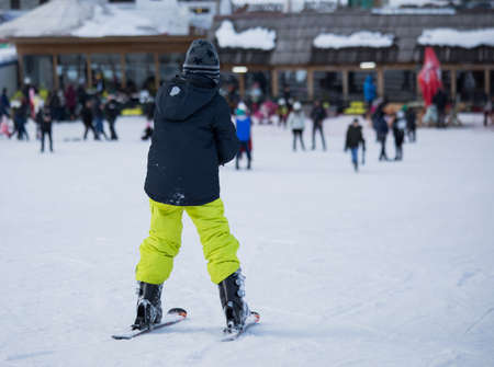 People participating in the mass ski raceの写真素材
