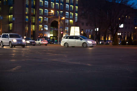 car in night light cityの写真素材