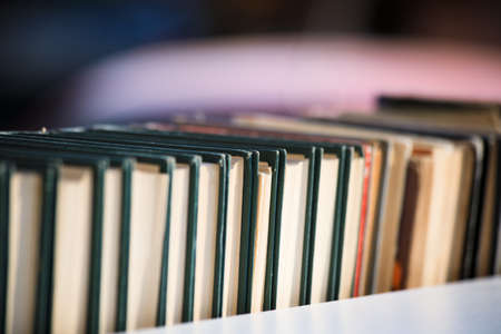 different books on the deskの写真素材