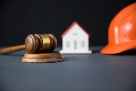Construction law on the dark tableの写真素材