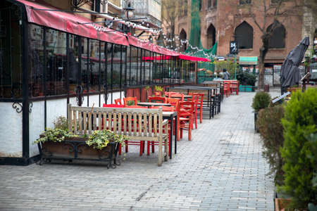 beautiful cafe in the street background