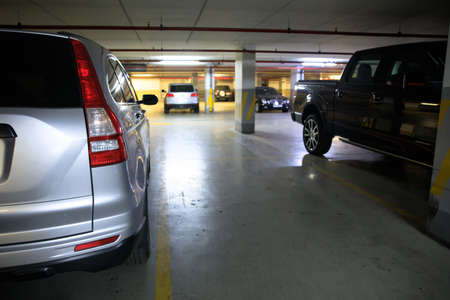 Abstract blur in underground parking car for background