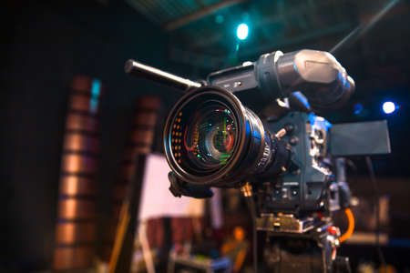 TV camera in recording and live studioの写真素材