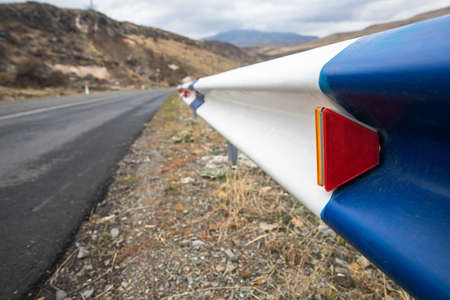 the road reflectors along the roadの写真素材