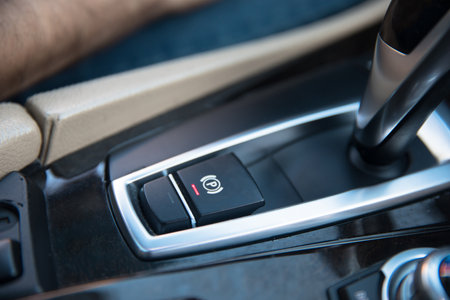 Car inside, automatic transmission close up
