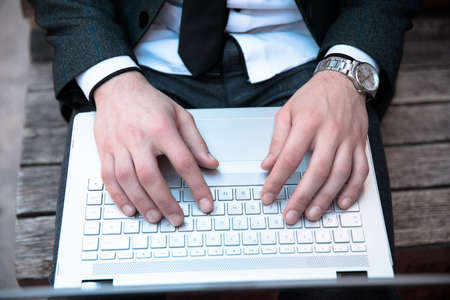 young business man working in computer