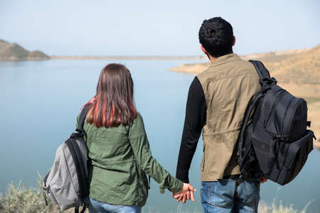 Lover women and men travel relax in the holidayの写真素材