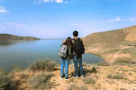 Lover women and men travel relax in the holidayの写真素材