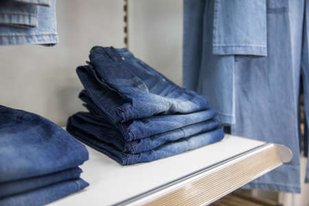 jeans display in the fashion storeの写真素材
