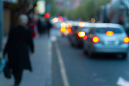 Defocused image of the street light and trafficの写真素材