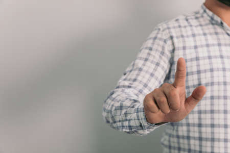 business man hand touching screen.の写真素材