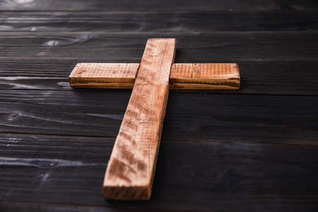 Wooden Christian cross, Christianity Conceptの写真素材