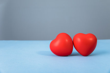 Red heart on light blue background. valentine's day love concept.の写真素材