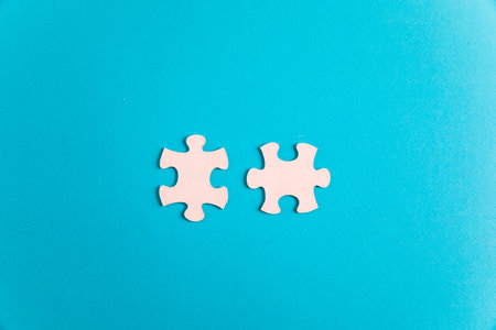 Two puzzle pieces. teamwork and business strategy.