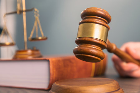 Law and justice concept, lawer holding document with wooden gavel