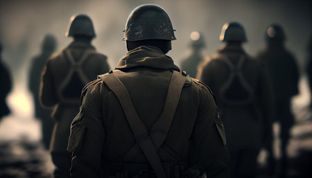 Soldiers in masks are preparing for a special operation. Generative AIの素材