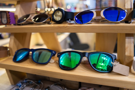 Sunglasses on display for saleの写真素材