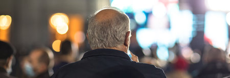 people in the street in the night bokeh backgroundの写真素材