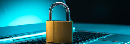 security concept, lock on the computer