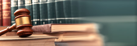 law concept, judge gavel and book on tableの写真素材