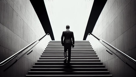 Businessman going up the stairs, Ai generative illustrationの素材