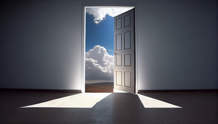 The door that opens the way to heaven. AI Generative Illustrationの素材