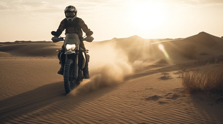 The motorcyclist rides on a squeak. Generative AI technologyの素材