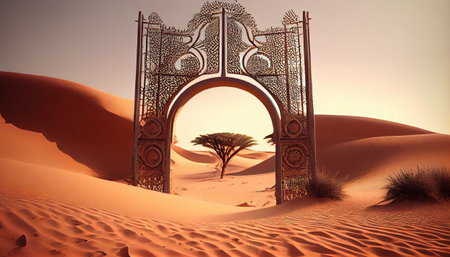 Gate in the wilderness. Generative AI illustratorの素材