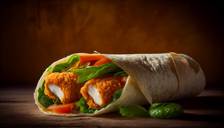 Sliced shawarma on the table. Generative AI illustratorの素材