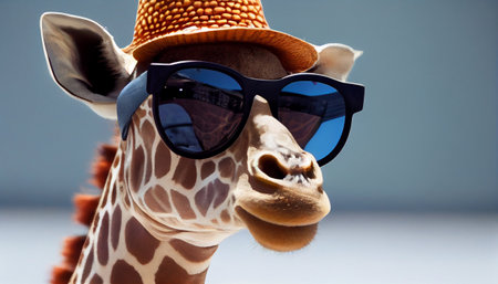 Giraffe with glasses. AI Generative Illustrationの素材