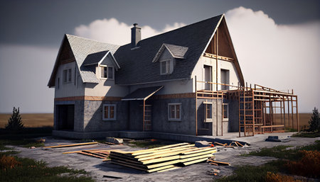 Construction of a house for eating. Generative AI technologyの素材