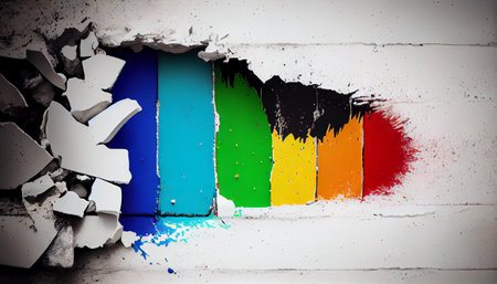 White wall with paints. Generative AI technologyの素材